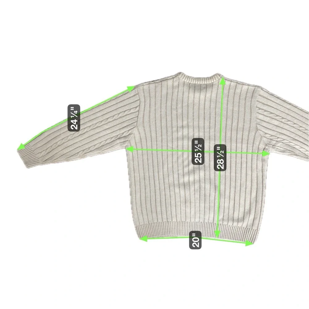 Vintage Munsingwear Sweater Mens Size XL Beige Blue 90's Y2K Cable Knit Crew